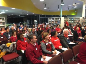 The audience in their ruby red finest